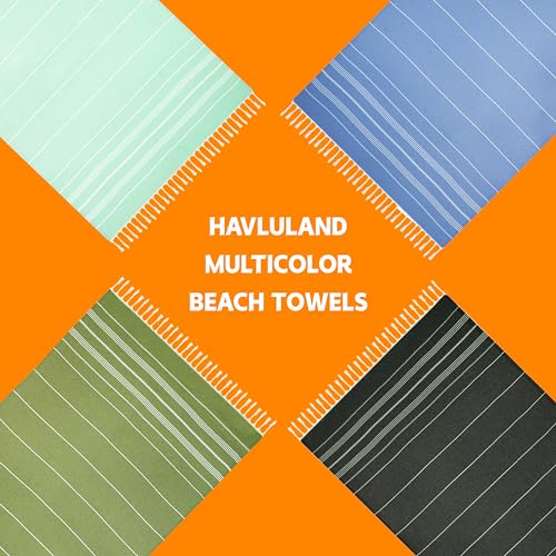 HAVLULAND Turkish Beach Towel, Pack of 6, Oversized 72" x 40"