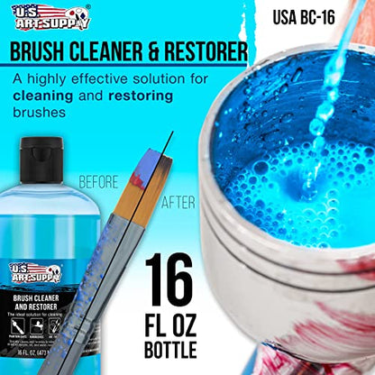 U.S. Art Supply Brush Cleaner and Restorer, 16 Ounce Bottle | Cleans Paint Brushes, Airbrushes, Art Tools - Cleaning Solution to Remove Dried On Acrylic, Oil and Water-Based Paint Colors - size: 16 Fl Oz (Pack of 1)