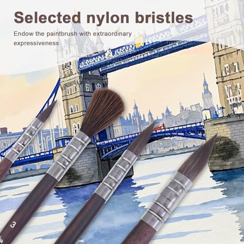 10 Pieces Paint Brush Set, Artist Series, Nylon Bristles with Round, Flat, Fan, Angle, Detail Brush, Suitable for Artists and Beginners for Acrylic Painting, Oil, Watercolor, Gouache(Black) - color: Black