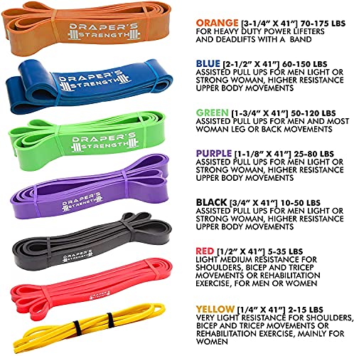 Draper's Strength Heavy Duty Resistance Stretch Loop Bands for Powerlifting Workout Exercise and Assisted Pull Ups - color: #03 Black