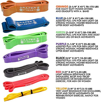 Draper's Strength Heavy Duty Resistance Stretch Loop Bands for Powerlifting Workout Exercise and Assisted Pull Ups - color: #03 Black