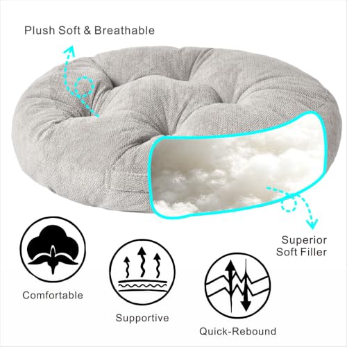 Floor Pillow for Adults, Large Sitting & Meditation Cushion - color: Light Gray, Round