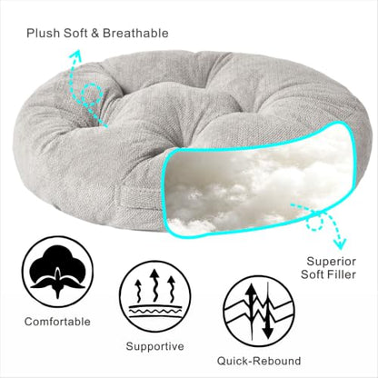 Floor Pillow for Adults, Large Sitting & Meditation Cushion - color: Light Gray, Round