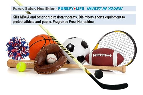 Purefypro Sports Equipment Disinfectant Spray - (3.4oz, 2pk) TSA Travel Size. Kills 99.9999% MRSA, HIV, Athlete Foot Fungus, Virus and Fungi. No Rinse, No Residue. Great For Sports Pads, Yoga Mats, - size: 3.4 Fl Oz (Pack of 2)