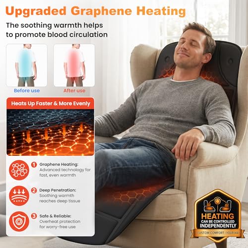 CILI Full Body Massage Mat with Heat, Upgrade Graphene Heating Vibration Back Massage Pad, Full Body Massager for Bed Chair Sofa, Massage Mattress Pad, Ideal Gifts for Mom Dad