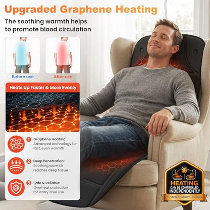 CILI Full Body Massage Mat with Heat, Upgrade Graphene Heating Vibration Back Massage Pad, Full Body Massager for Bed Chair Sofa, Massage Mattress Pad, Ideal Gifts for Mom Dad