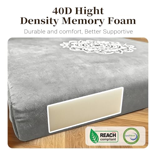 Meditation Cushion Set with High-Density Foam : 26.4" Large Floor Pillow for Yoga, Meditation, Sitting，Zafu & Zabuton Removable Washable Luxe Velvet Cover