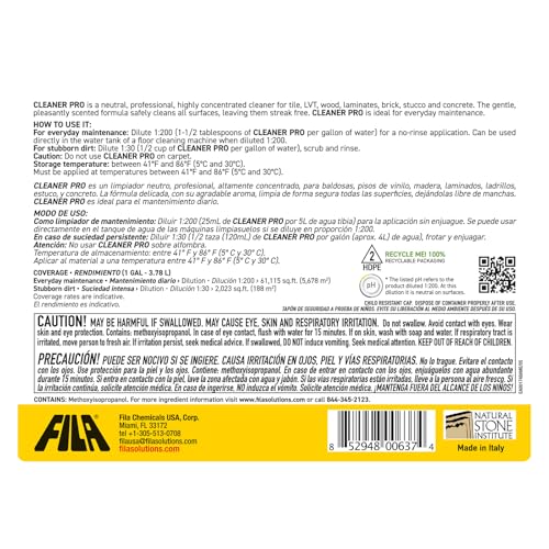 FILA Surface Care solutions CLEANER PRO Neutral All Surface Cleaner, 1 Gallon - size: 128 Fl Oz (Pack of 1)