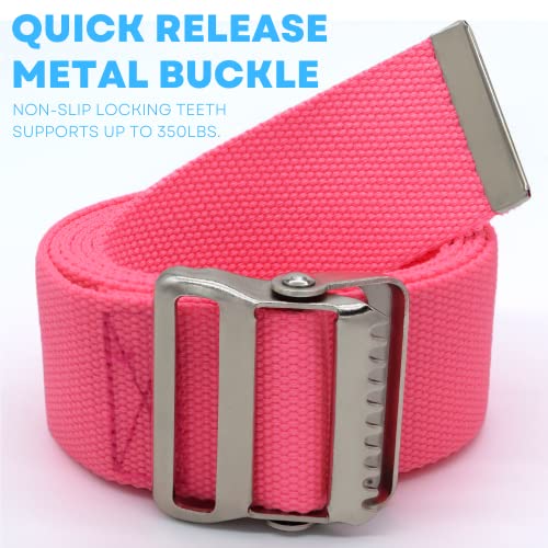 LiftAid Transfer and Gait Belt 60 Inch with Metal Buckle and Loop - Walking, Standing and Transfer Assist Aid for Seniors, Elderly Patients, Caregiver, Nurse, Therapist (Pink) - color: Pink