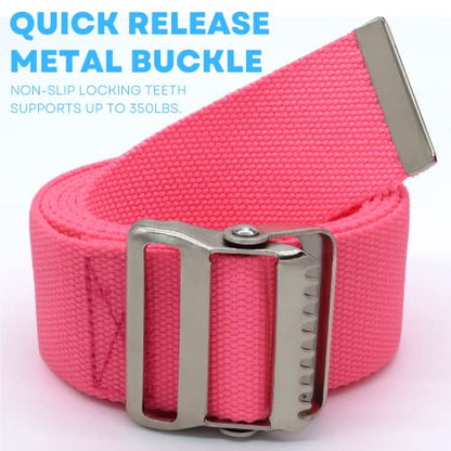 LiftAid Transfer and Gait Belt 60 Inch with Metal Buckle and Loop - Walking, Standing and Transfer Assist Aid for Seniors, Elderly Patients, Caregiver, Nurse, Therapist (Pink) - color: Pink