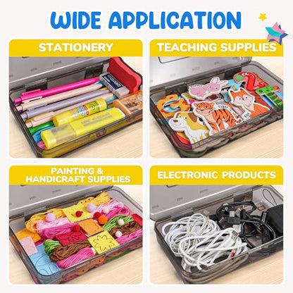 GAMENOTE Plastic Pencil Box with Personalized Sticker,Kid Hard Pencil Case with Snap-tight Lid,Small Art Craft Storage Containers,School Supplies Box for Boys,Girls (Grey) - color: Grey