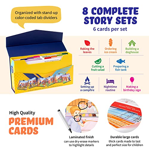 Sequence for Kids Cards, Speech Therapy Materials, Homeschool SEL, Autism, Tell A Story Picture Cards, Social Skills, Picture Cards, ESL, ELL