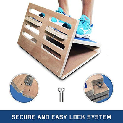 Rolling With It Wooden Slant Board for Calf Stretching, Squats | Solid wood, 4 adjustable angles, Anti-slip surface, For calf, hamstring & Achilles stretch, Squat wedge, Holds 350 lb