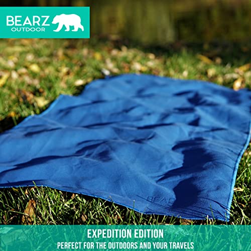 Microfiber Towel Set by BEARZ Outdoor. Microfiber Towels for Body, Workout Towel, Camp Towel, Yoga Towel, Sweat Towel, Microfiber Beach Towel, Travel Towel. Fast Drying & Compact. Free Face Towel - color: Navy Blue (2 Pack)