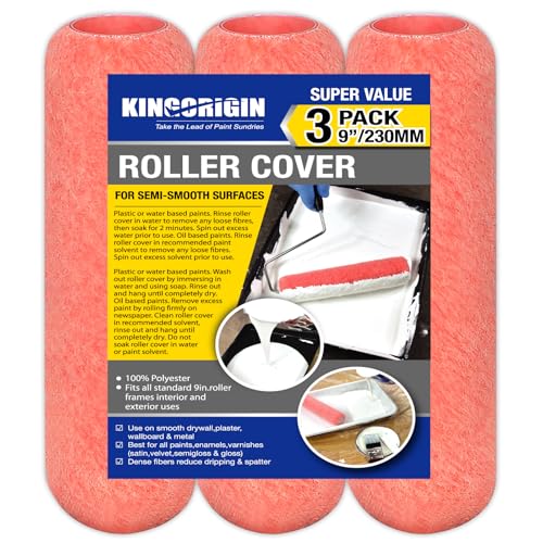 King Origin Paint Roller Covers, 3 Pack, 9 Inch 3/8" Nap - size: 3 PCS, 9-Inch