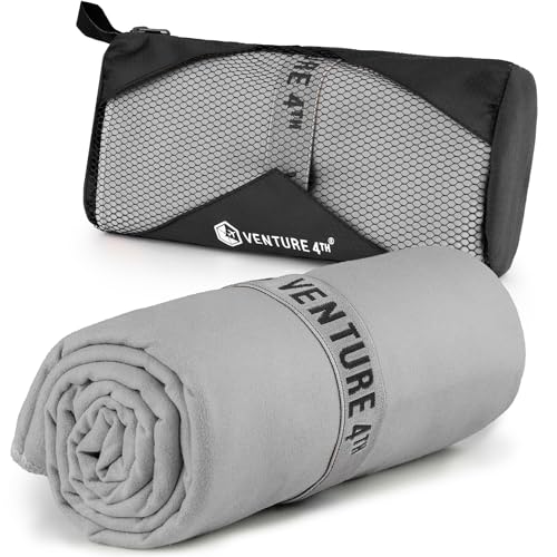VENTURE 4TH Quick Dry Microfiber Towel for Camping & Gym - Light Gray Large - color: Light Gray, size: 60.00" x 31.50"