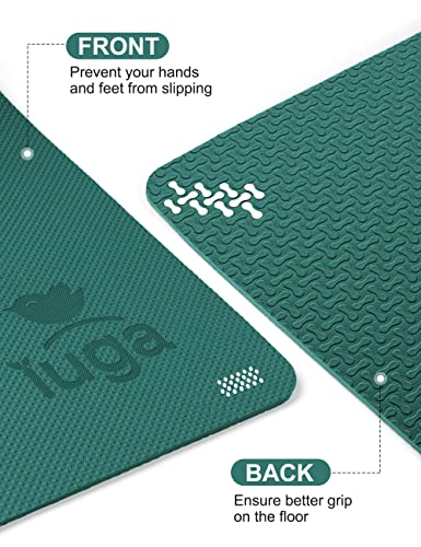 IUGA Yoga Mat Non Slip with Alignment Lines, 72" x 26" Eco Friendly Yoga Mats, 1/4 Inch Thick Yoga Mat with Free Carry Strap