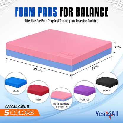Yes4All Exercise Balance Pad, Non-Slip Foam Kneeling Pad - color: Rose quartz/Serenity - L - (15,5" x 13,5" x 2,4"), size: Large
