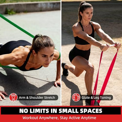 GymCope Pull Up Resistance Bands - Assistance Bands Sets of 3/4/5 for Men & Women, Heavy Duty Workout Exercise Bands for Body Stretching, Muscle Training, Instruction and Carry Bag Included - color: 4-Pack (15~100lbs)