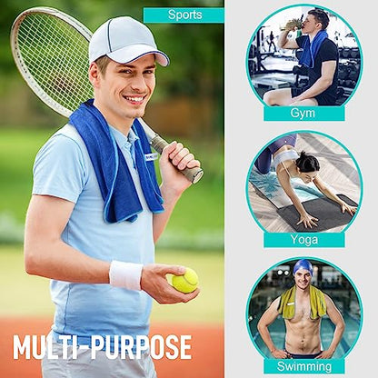 SINLAND Microfiber Gym Towels, Workout Sweat Towel 16x32In - color: Blue Orichid+slate Grey+chartreuse