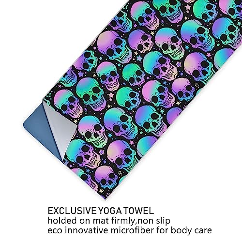Yoga Mat Towel Colorful Skull, 73" x 27" - color: Colorful Skull