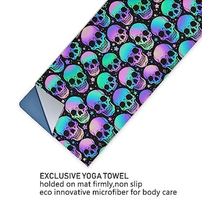 Yoga Mat Towel Colorful Skull, 73" x 27" - color: Colorful Skull