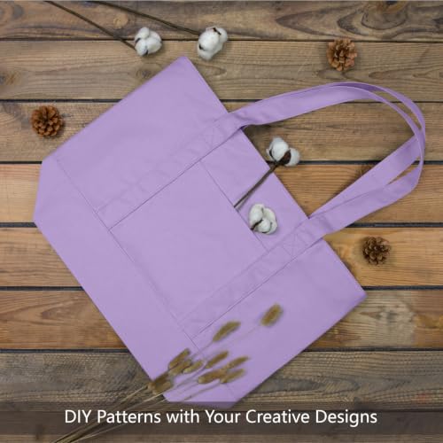 TOPDesign 1-Pack Canvas Tote Bag with an External Pocket, Reusable Grocery Shopping Bag, Top Zipper Closure, Daily Essentials (Lavender) - color: Lavender