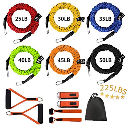 Resistance Band with Handle, Exercise Bands with Handles, Ideal for Strength Training, Muscle Toning, Physical Therapy - color: Advanced-Orange-12
