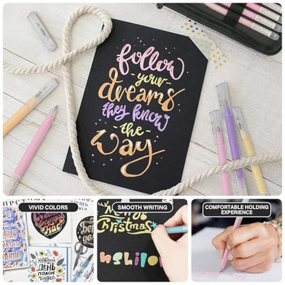 ZSCM 24 Colors 3D Acrylic Gel Pens & Black Paper Sketchbook for Drawing | 1mm Fine Point Acrylic Ink Pen, Opaque Archival Bright Ink Pens for Black Paper Drawing, Sketching, Illustration, Card Making - color: 24 Packs-Dull
