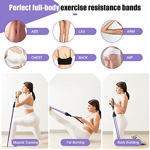 Resistance Bands with Handles for Women, 5 Level Exercise Bands - color: Purple