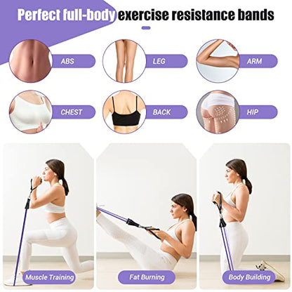 Resistance Bands with Handles for Women, 5 Level Exercise Bands - color: Purple