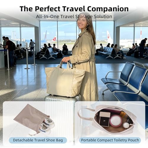 Everyday Bag Tote for Women, 25L Lightweight Spacious Gym&Work - color: Khaki
