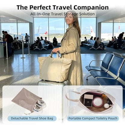 Everyday Bag Tote for Women, 25L Lightweight Spacious Gym&Work - color: Khaki