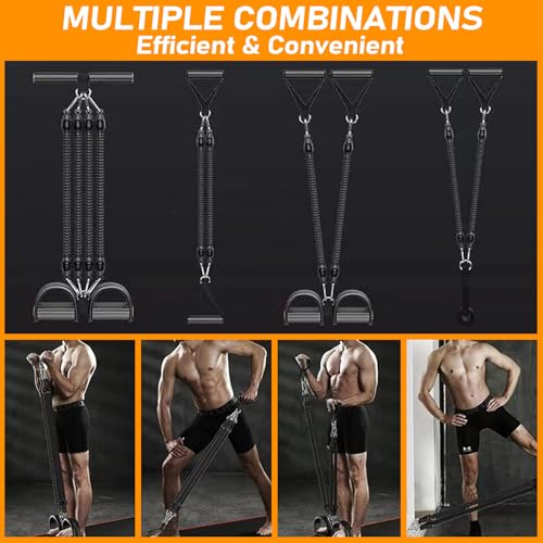 2026 Upgrade Foot Pedal Resistance Band, Adjustable 4-Tube Pedal Ankle Puller Resistance Band with Handle, Multifunction Home Gym Equipment, Stirrup Puller for Men Women for Full Body Exercise - color: Black 4 Tube