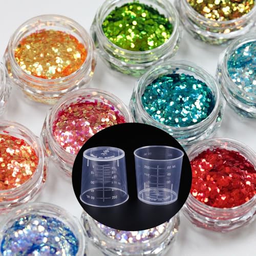 50 Pack 2 Ounce Epoxy Mixing Cups 60 ml Transparent Scale Cups, with 100 Pieces Wooden Stirring Sticks for Resin, Epoxy, Stain, Mixing Paint