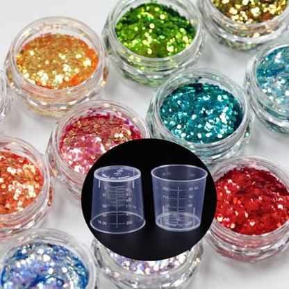 50 Pack 2 Ounce Epoxy Mixing Cups 60 ml Transparent Scale Cups, with 100 Pieces Wooden Stirring Sticks for Resin, Epoxy, Stain, Mixing Paint