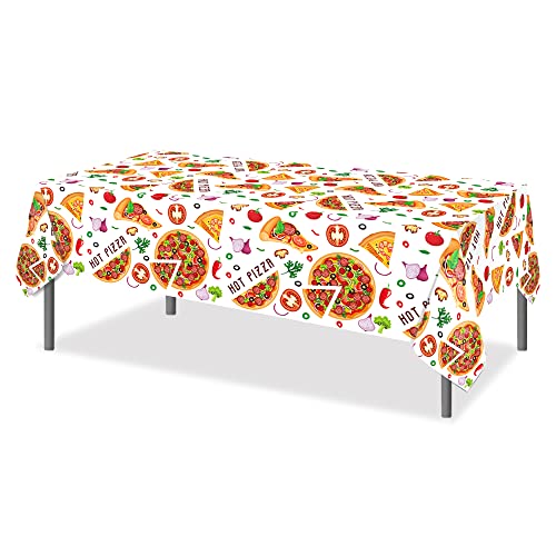 1 Pack Pizza Party Plastic Tablecloth 54 x 87 Inch Long Rectangular Table Cover for Buffet,Birthday Party Holiday Dinner,Picnic or Tablecloth for Kitchen Event Use - color: Pizza