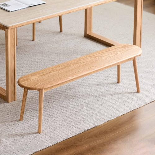 Solid Oak Dining Bench, 55.1 Inch Wood Bench for Dining Room - color: Natural Oak, size: 55.1''