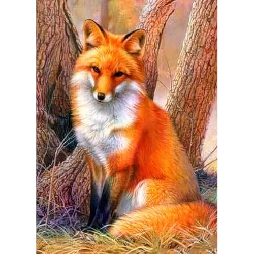 hill froeistung 5D Yellow Fox Diamond Art Painting Kits for Adults | Landscape,Tree Diamond Art, DIY Full Drill Diamond Art Painting Set for Home Wall Decor Gifts (12X16 inch) - color: HF-A032