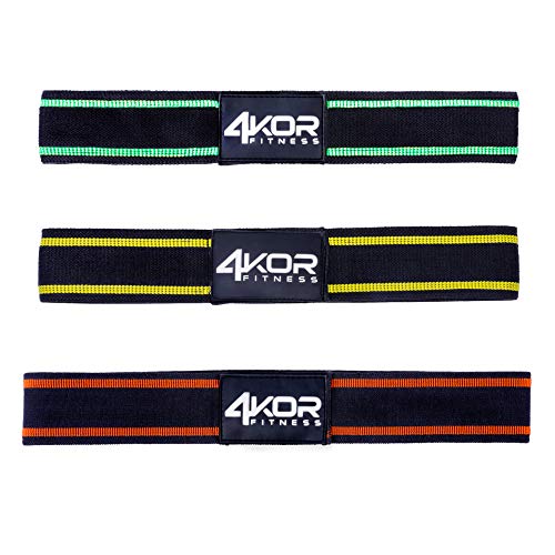 4KOR Fitness Resistance Loop Band Set, Perfect for Crossfit, Yoga, Physical Therapy, and Booty Building - color: 2 Inch Hip Bands 3 Piece Set/ Grippy/ Medium
