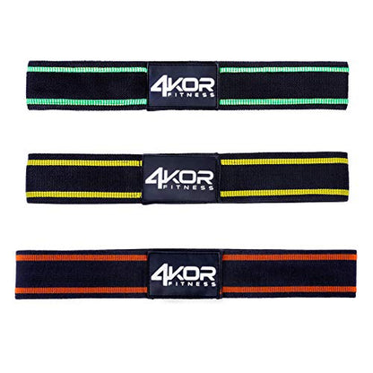 4KOR Fitness Resistance Loop Band Set, Perfect for Crossfit, Yoga, Physical Therapy, and Booty Building - color: 2 Inch Hip Bands 3 Piece Set/ Grippy/ Medium