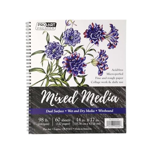 Pro Art Premium Mixed Media Pad 14"x17" 60 Sheets, 98#, Wire, Sketch Book, Sketchbook, Drawing Pad, Sketch Pad, Drawing Paper, Art Book, Paper, Sketchbook for