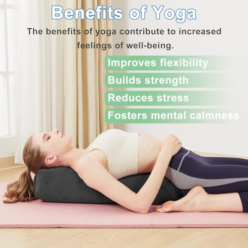 Rectangular Yoga Bolster Pillow for Restorative Yoga - color: Black
