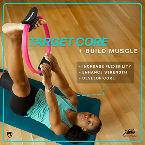URBNFit Pilates Ring - 12" Magic Circle w/Dual Grip, Foam Pads for Inner Thigh Workout, Toning, Fitness & Pelvic Floor Exercise - Yoga Rings w/Bonus Exercise Guide - color: Pink