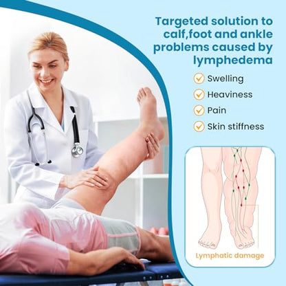 iDonua® Big Swelling Calf + Foot Lymphedema Compression Wrap Adjustable, Extended Coverage for Lower Leg and Foot - with 8 Cross Straps‌ (Regular-L) - size: Regular L