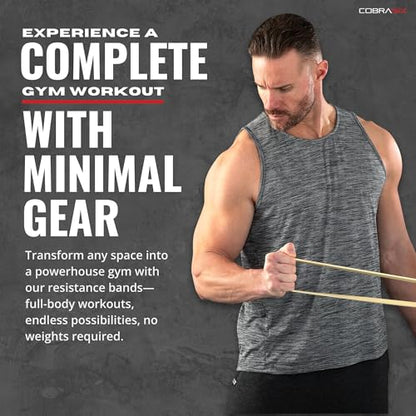 COBRASIX Long Resistance Bands for Working Out | Set of 6 Exercise Bands for Full-Body Training | Pull Up Bands for Home Gym with Handles, Door Anchor and Bar Options | for Men & Women