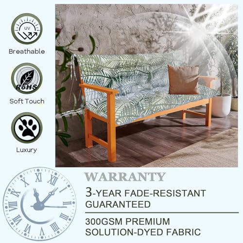 Porch Swing Cushion Three Seat Waterproof, Bamboo Leaves, 40x47in - color: Bamboo Leaves, size: 40x47in