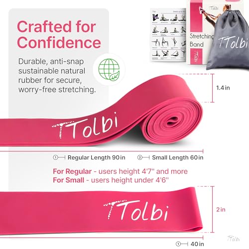 2-Pack Ballet Stretch Bands with Foot Mini Loop, Natural Rubber Dance Bands | Splits and flexibility training for kids, teens and adult dancers, gymnasts and cheerleaders, beginner guide and travel bag - color: Pink Regular