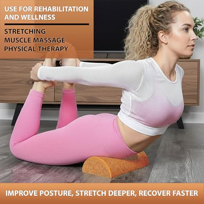 2 in 1 Premium Cork Balance Board with Peanut Massage Ball, Foot Strengthener Kit for Stability Training, Natural Cork Foot Balance Trainer, Non Slip Surface for Home Gym Travel Workout, Exercise Equipment
