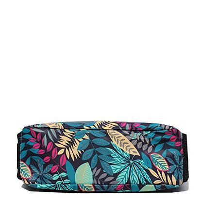 ESVAN Original Floral Water Resistant Large Tote Bag Shoulder Bag for Gym Beach Travel Daily Bags Upgraded - color: [V] Blue Leaf